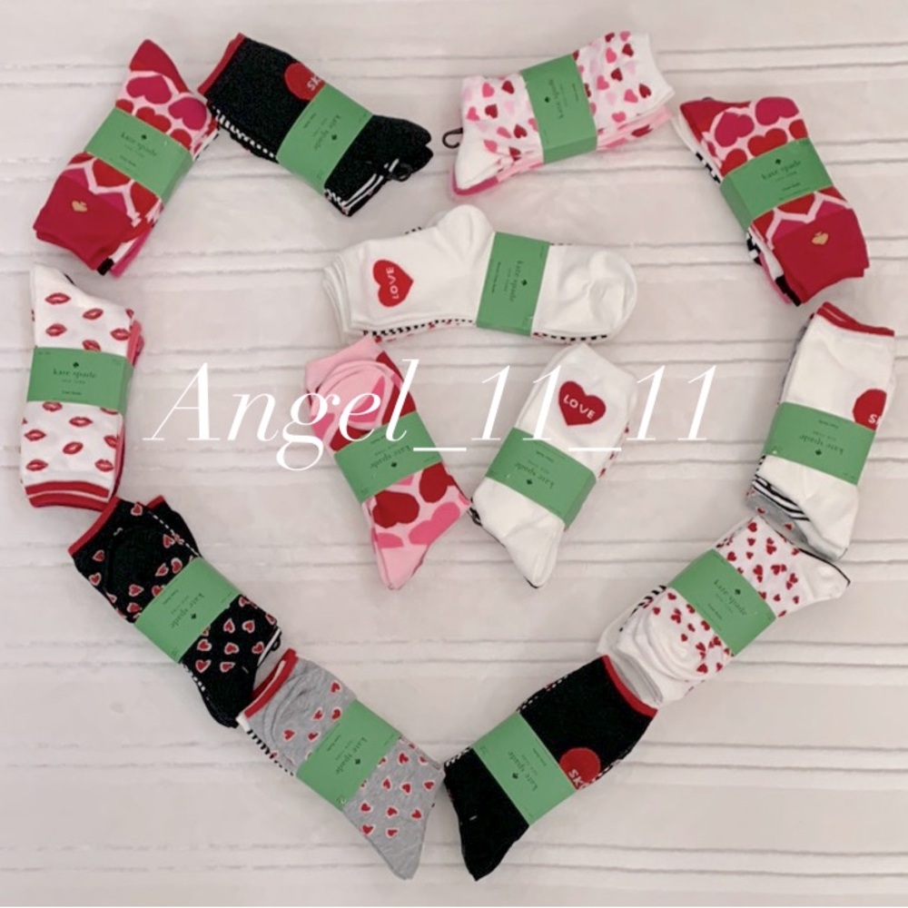 Kate Spade NY Hearts Love Kisses Socks 3 Pairs One Size